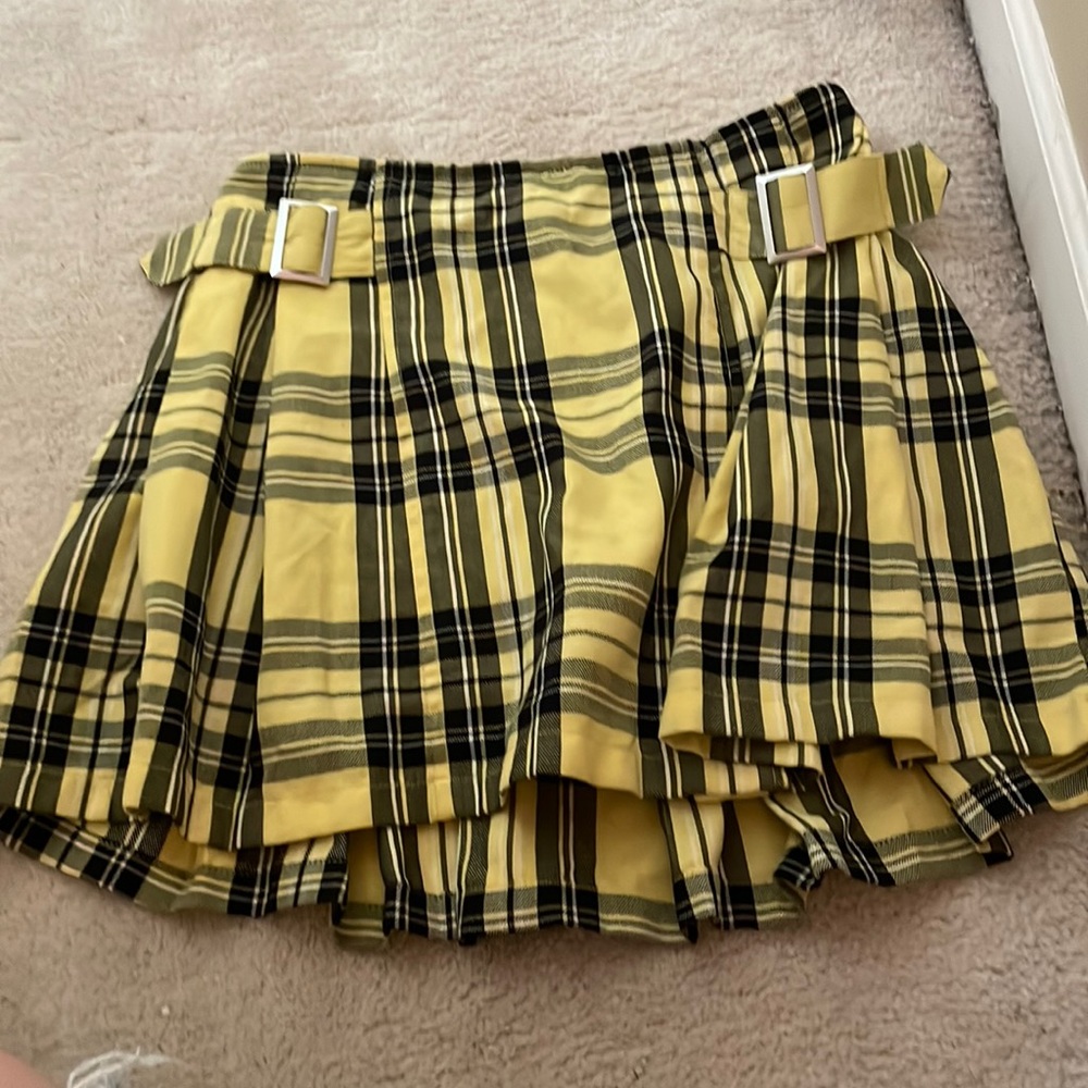 Justice yellow plaid skirt